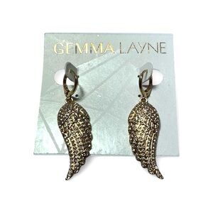 Gold Crystal Angel Wing Earrings from Gemma Layne, NWT